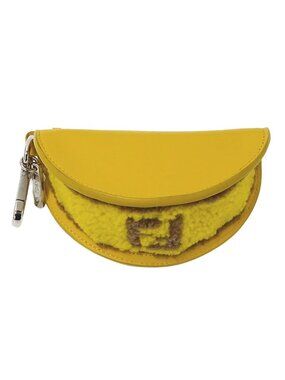Fendi Pouch Leather Wool Yellow Taco Motif